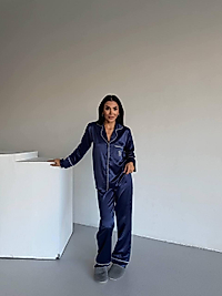 5003 lacivert uzun pijama takımı