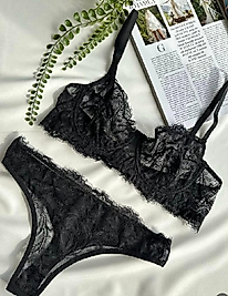 black tül sütyen takımı