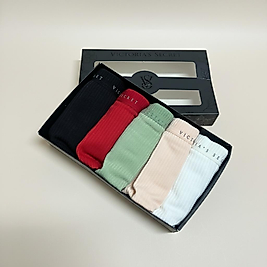 VS 5'li karısık renkte arka tül detaylı tanga