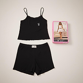 VS black fitilli askılı sort takım