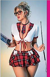 Ekose detaylı fantazi kostüm takımı