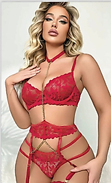 Dantel detaylı kırmızı jartiyer