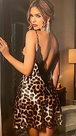 Leopar desenli saten gecelik